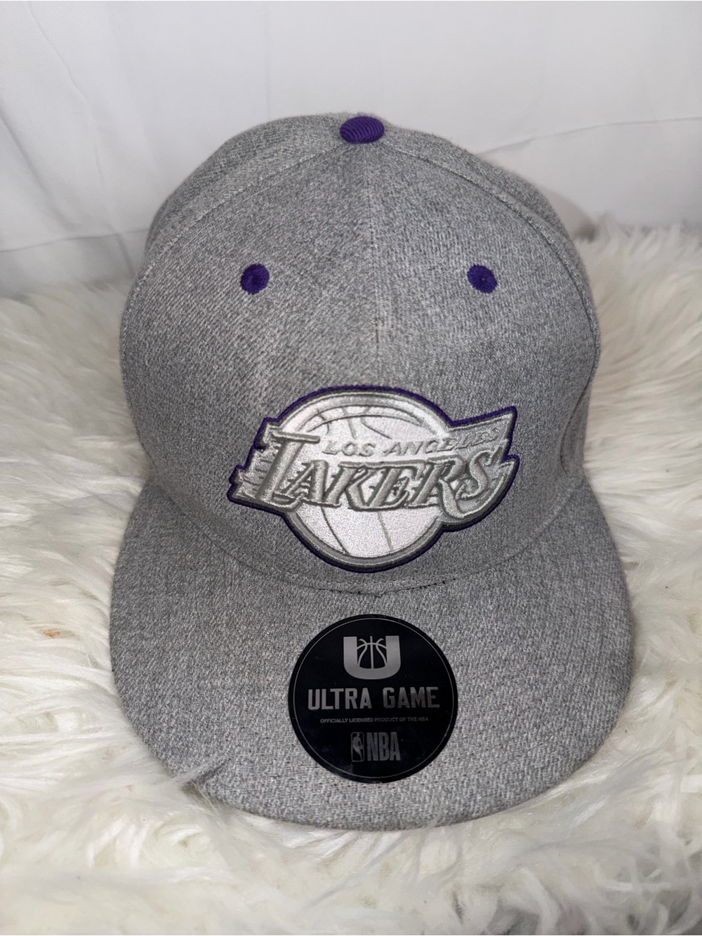 Los Angeles Lakers NBA Ultra Game Gray Purple Snapback Hat Cap One Size